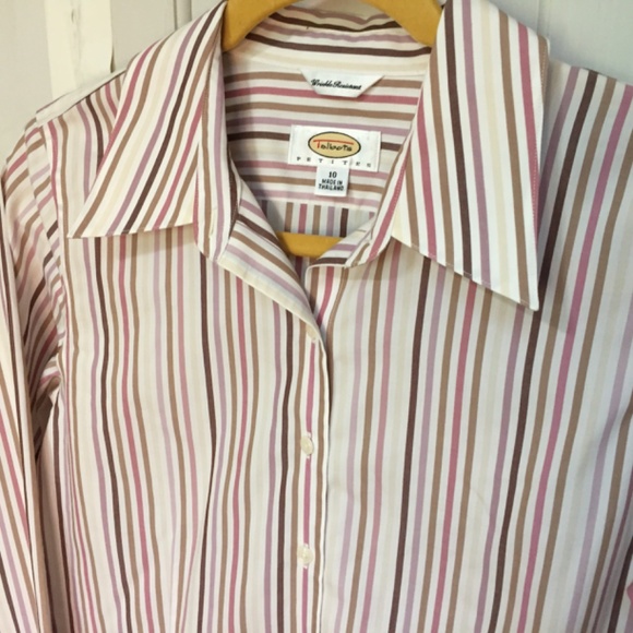 Vintage Talbots Striped Wrinkle Resistant Button Down Cotton Shirt - Picture 9 of 14